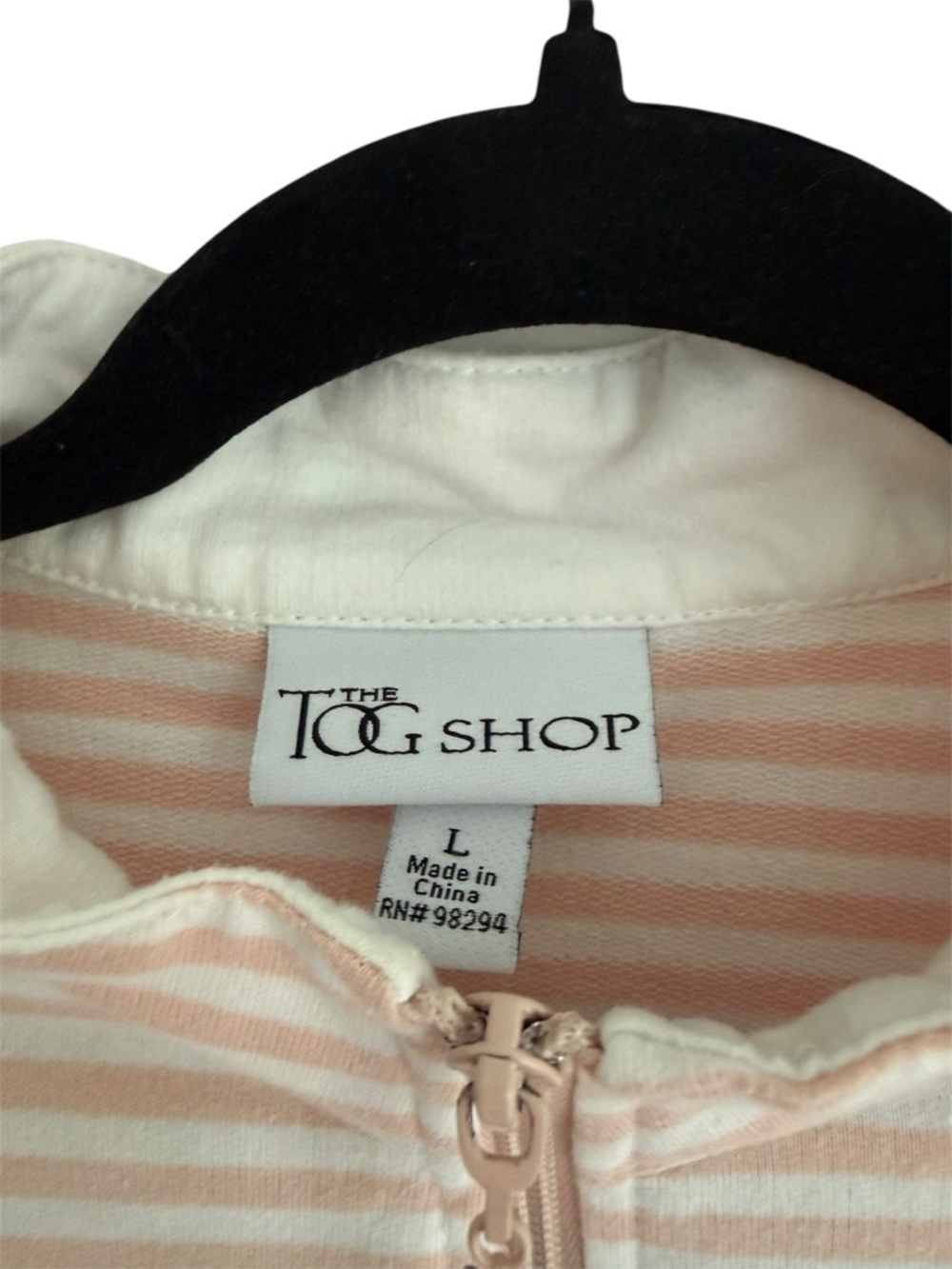 The Tog Shop Coral White Stripe Zip Jacket Women L Cotton Blend Lightweight - Picture 4 of 6